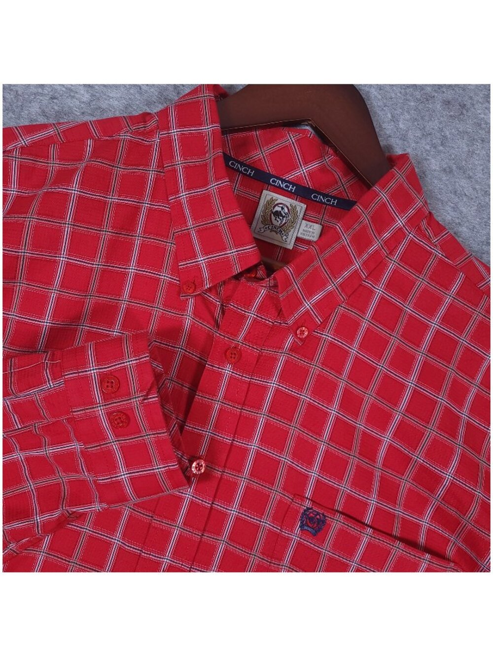Cinch Mens Plaid Western Shirt XXL Red Country Rodeo Cowboy Long Sleeve